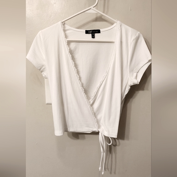 YMI white crop wrap top - Picture 1 of 2